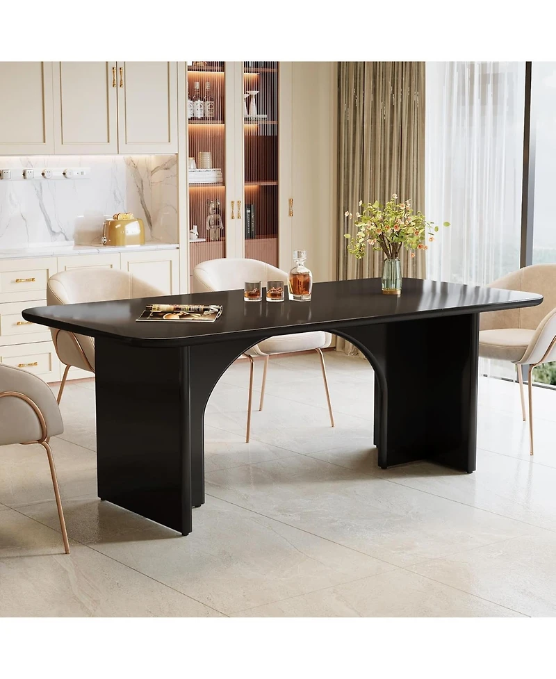 Tribesigns Modern Dining Table for 4-6 People, 62.99" Large Rectangle Kitchen Table with Arch Design Legs