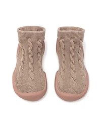 Komuello Toddler First Walk Sock Shoes - Cable Brandy Rose