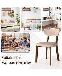 Gouun Dining Chairs Set of 2 Upholstered Mid-Back with Solid Rubber Wood Frame