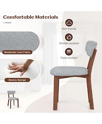 Gouun Dining Chairs Set of 2 Upholstered Mid-Back Chairs with Solid Rubber Wood Frame