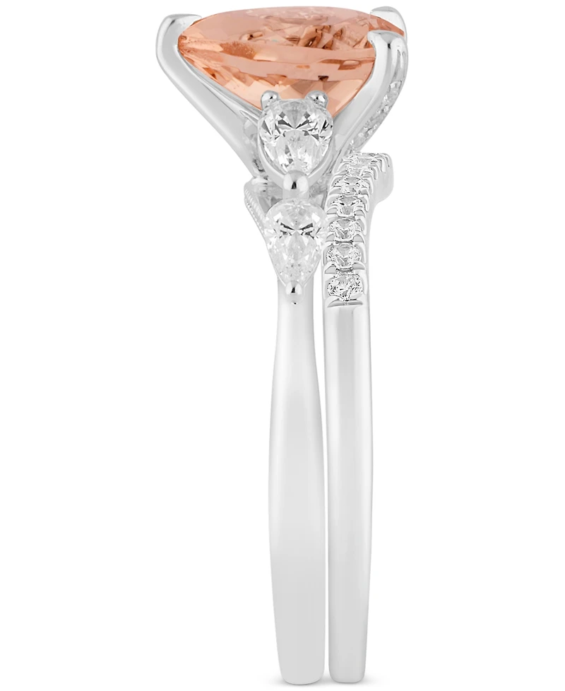Morganite (1-5/8 ct. t.w.) & Diamond (5/8 Pear Bridal Set 14k White Gold