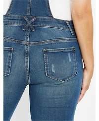 Motherhood Maternity Indigo Blue Side-Panel Letdown Skinny Ankle Denim Overalls 