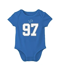 Nike Baby Boys and Girls Aidan Hutchinson Blue Detroit Lions Player Name Number Bodysuit