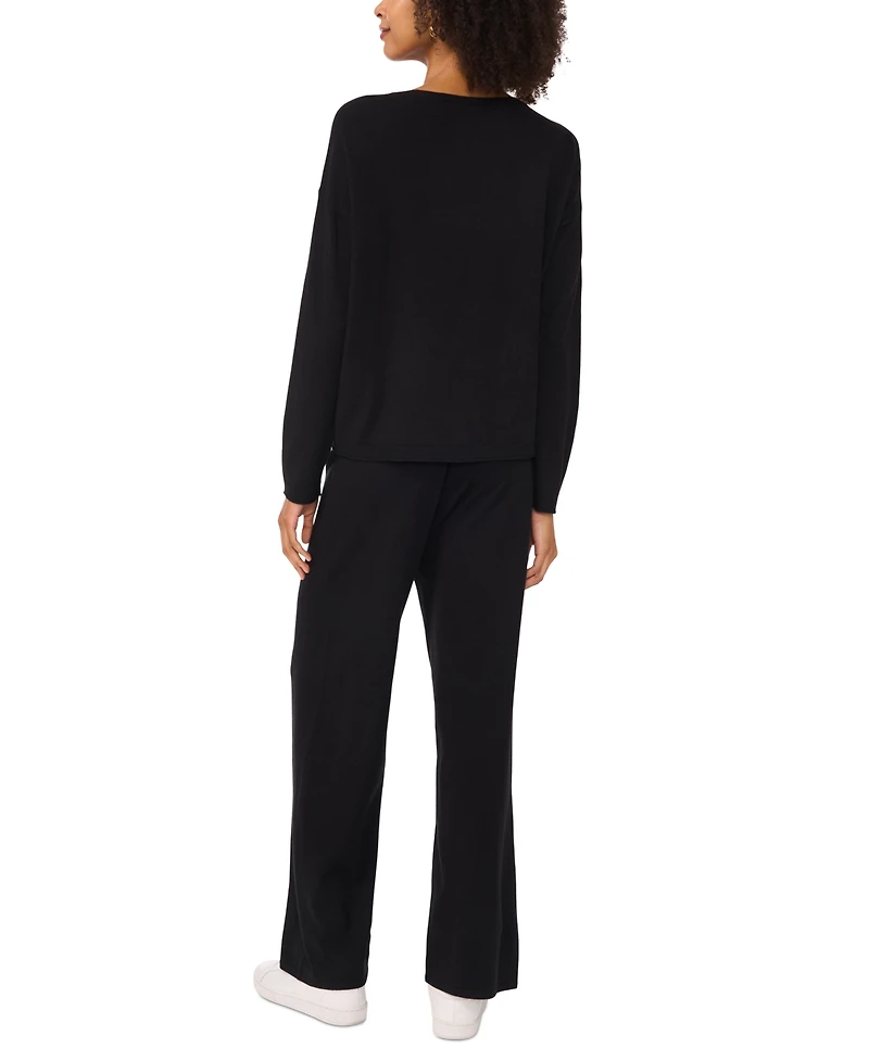 Vince Camuto Women's Ribbed-Trimmed Crewneck Sweater