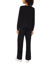 Vince Camuto Womens Mid Rise Straight Leg Sweatpants Ribbed Trim Crew Neck Sweater