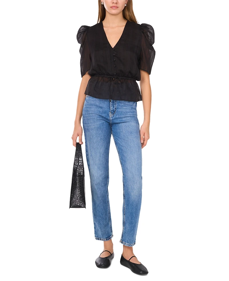 1.state Women's Puff-Sleeve Peplum Top