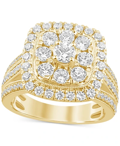 Diamond Cluster Engagement Ring (2 ct. t.w.) in 14k Yellow Gold