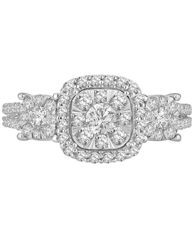 Diamond Cluster Three Stone Three Stone Ring (1 ct. t.w.) in 14k White Gold