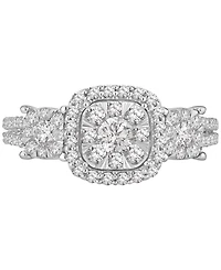 Diamond Cluster Three Stone Three Stone Ring (1 ct. t.w.) in 14k White Gold