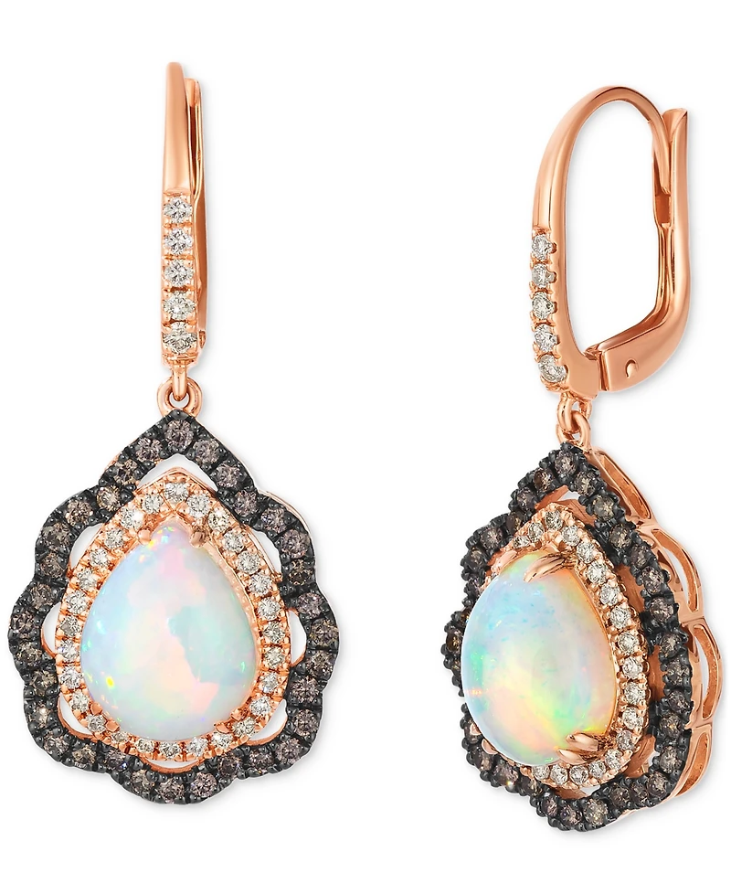 Le Vian Neopolitan Opal (2-1/2 ct. t.w.), Nude Diamond (1/3 ct. t.w.) & Chocolate Diamond (1/2 ct. t.w.) Earrings in 14k Strawberry Gold