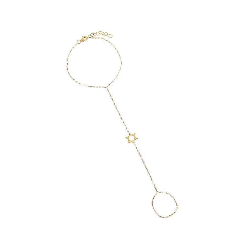 Solid Star of David Hand Chain 14K