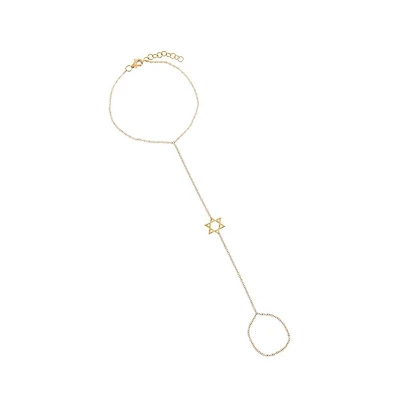 Solid Star of David Hand Chain 14K