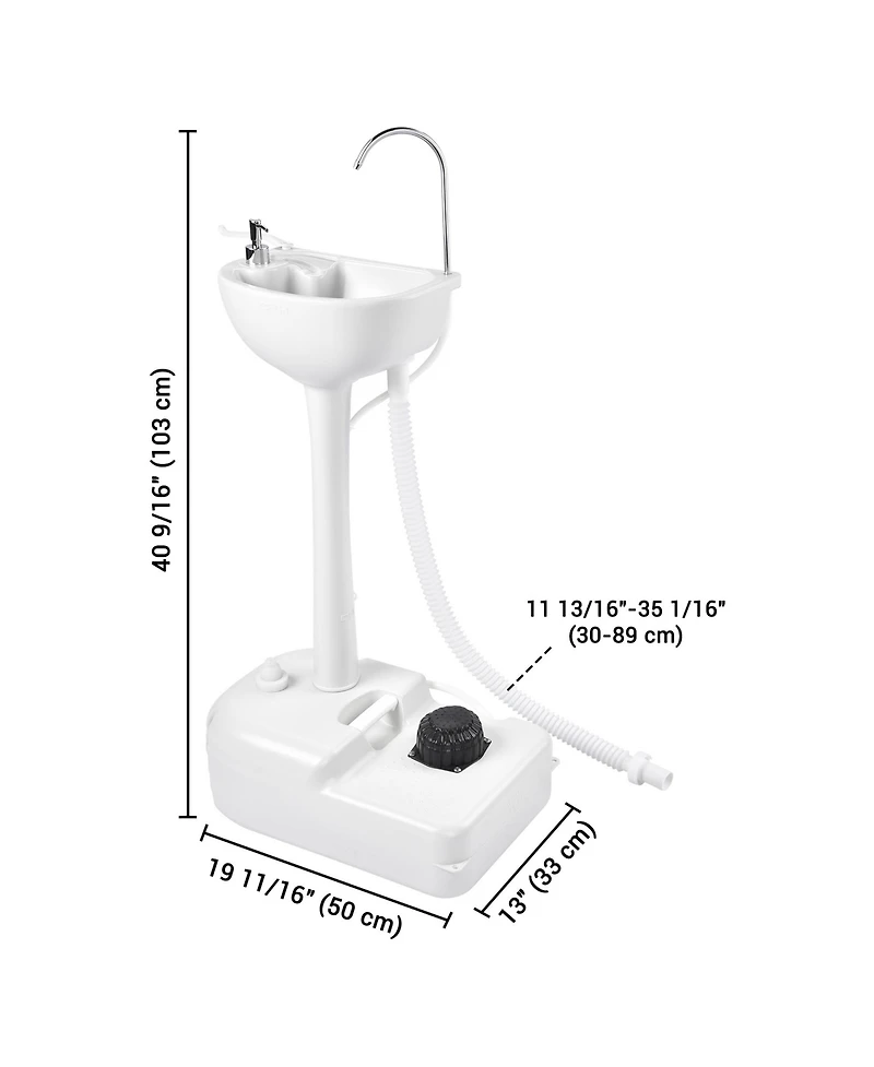 Yescom 17L Portable Camping Sink w/ Pump & 2 Pcs 24L Water Tank, Small Handwashing Station For Rv Travel Outdoor Party