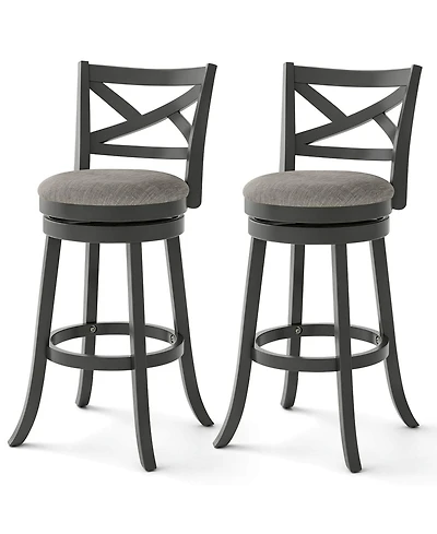 Swivel Bar Stools Set of Bar Height Chairs with Hollow Back Soft-padded Seat