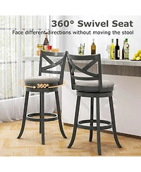Swivel Bar Stools Set of Bar Height Chairs with Hollow Back Soft-padded Seat