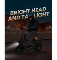 Gyroor 450W Electric Scooter with Seat for Adult, 12 inch Commuter Electric Scooter with Basket - up to 21 Miles 15.5MPH