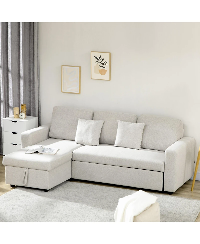 Homcom Sectional Sleeper Sofa with Pull out Bed