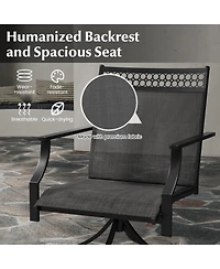 Gouun Patio Swivel Dining Chairs Set of 2 with Heavy-duty Metal Frame and Armrests