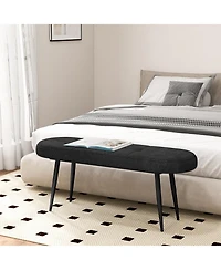 Gymax 47'' Upholstered Entryway Bench w/ Padded Seat & Heavy-duty Metal Frame