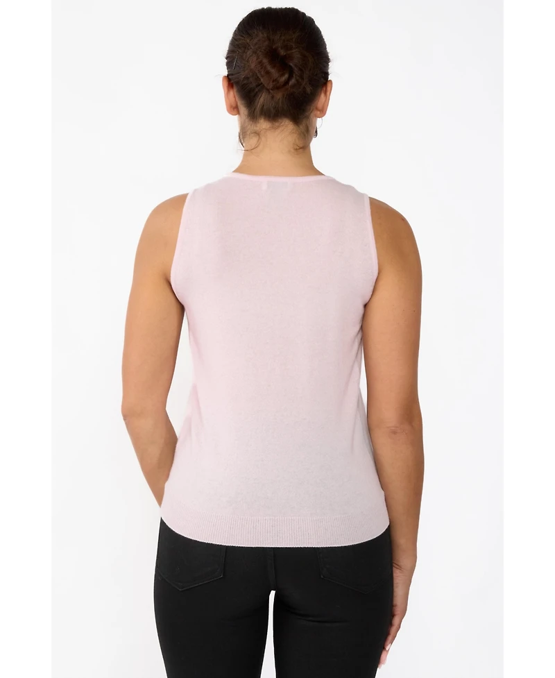 Jennie Liu Women's 100% Cashmere Tank Tops Sleeveless Crewneck Sweater Vest