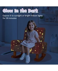 Gouun Kids Rocking Chair Upholstered Flannel Children Rocker with Solid Poplar Wood Rocking Feet