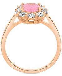 Lab-Created Morganite (2-1/20 ct. t.w.) & Cubic Zirconia Halo Ring 14k Rose Gold-Plated Sterling Silver