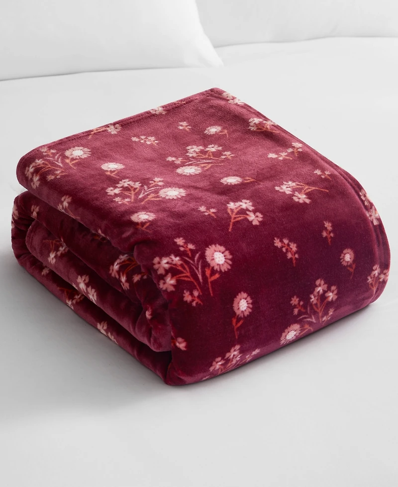 Lucky Brand Daisy Floral Cozy Plush Throw, 50" x 70"