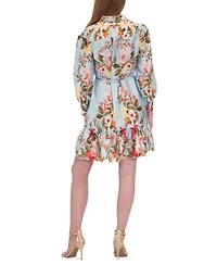 julia jordan Women's Printed Button-Front Long-Sleeve Dress