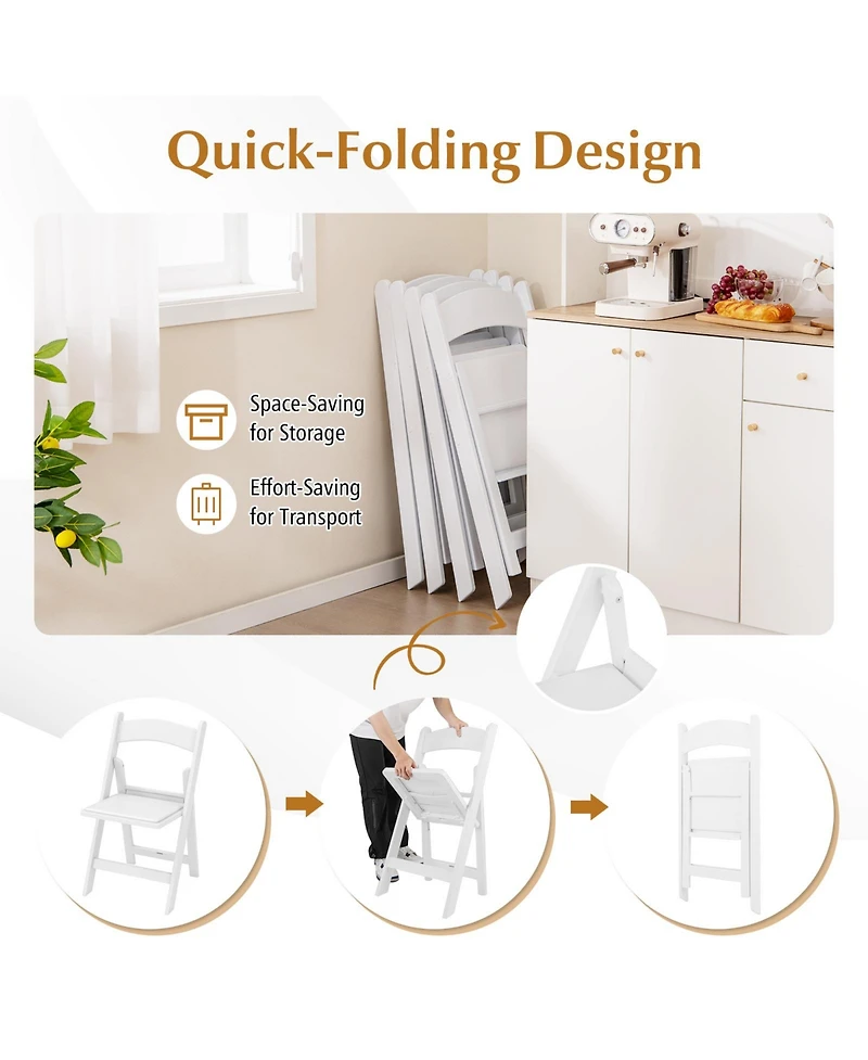 Gouun 4 Pack Resin Folding Chairs with Padded Seat