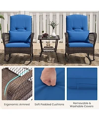 Gouun 3 Pieces Rocking Bistro Set with 2-Tier Table