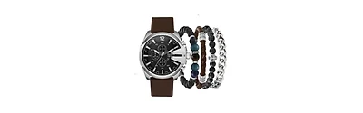 American Exchange Men's Quartz Brown Polyurethane Strap Watch, 52mm