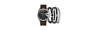 American Exchange Men's Quartz Brown Polyurethane Strap Watch, 52mm