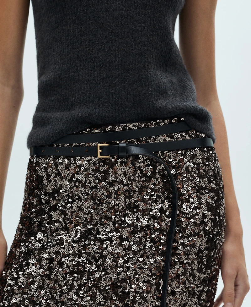 Mango Women's Sequin Midi Skirt