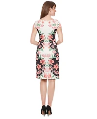 London Times Petite Floral Square-Neck Sheath Dress