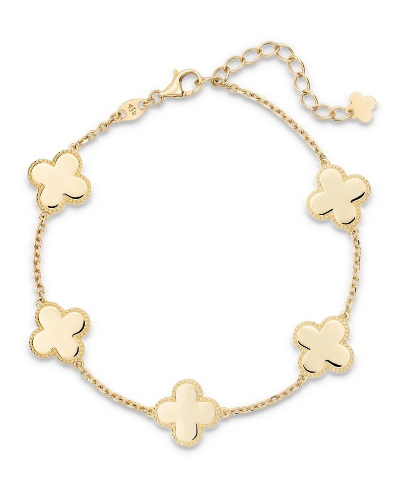Devata Clover Chain Bracelet in 14K Gold, 6.5 in adj to 7.5 in, approx. 4.7 grams