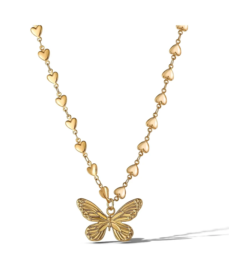 Jessica Simpson Heart Chain Butterfly Pendant Necklace