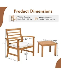 Gouun 3 Pieces Outdoor Furniture Set with Soft Seat Cushions