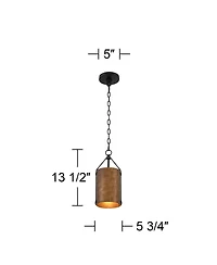 Possini Euro Design Julian 6" Farmhouse Rustic Industrial Pendant Ceiling Light Fixture Dining Room Over Table Kitchen Island Foyer Drum Hanging Black