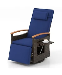 Gouun Patio Rattan 360° Swivel Recliner Chair with Adjustable Backrest and Footrest