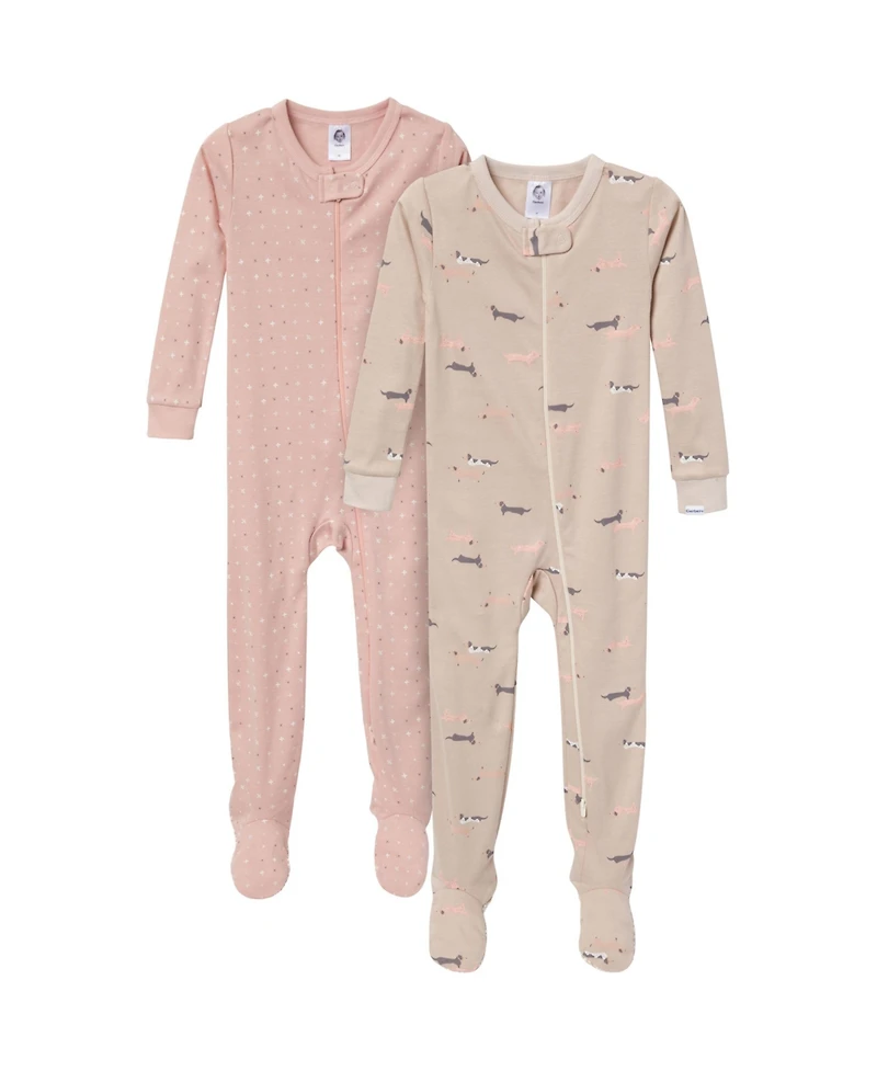 Gerber Baby Gender Neutral Snug Fit Footed Pajamas, 2-Pack, Dog