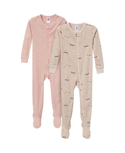 Gerber Baby Gender Neutral Snug Fit Footed Pajamas, 2-Pack, Dog