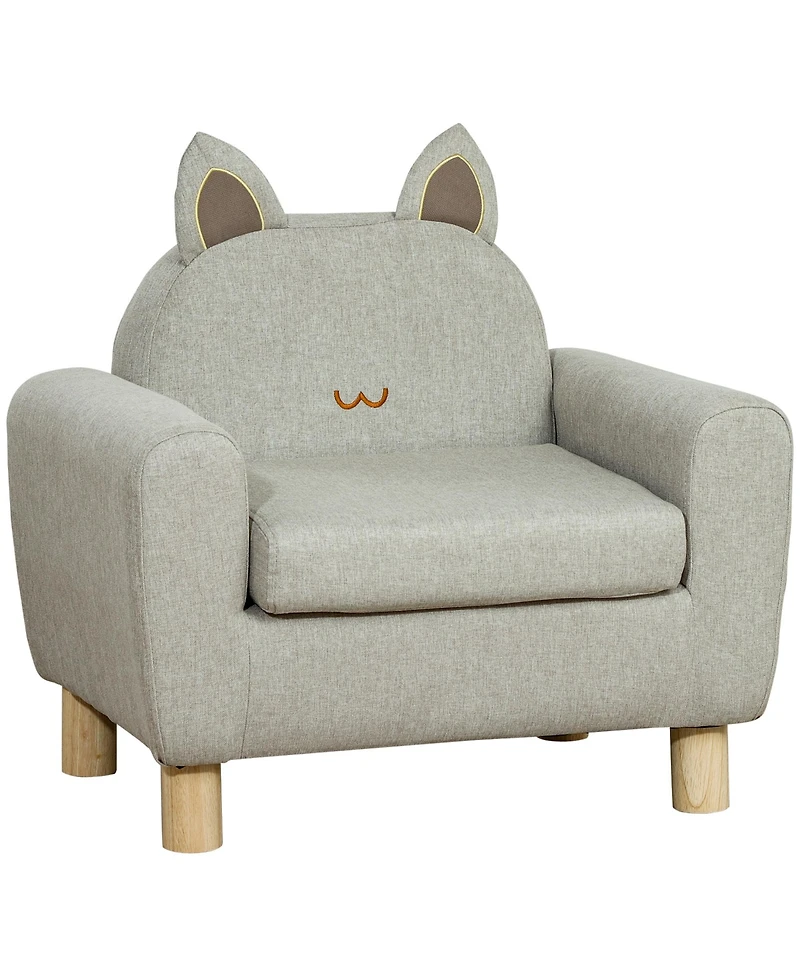 Qaba Kids Sofa Chair Seat for Toddlers with Kitten Ear Backrest Design,