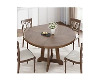 gaomon 47 Inches Wood Round Dining Table, Round Dining Table for 4, Round Kitchen Table, Farmhouse Dinner Table with Wooden Top and Sturty Legs for Di