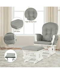 Gymax Baby Nursery Relax Rocker Rocking Chair Glider & Ottoman Set w/ Cushion