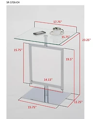 Kings Brand Furniture Side End Table with Metal Base and Tempered Glass Top