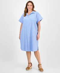 Style & Co Plus Stripe Popover Shirtdress, Exclusively at Macy's