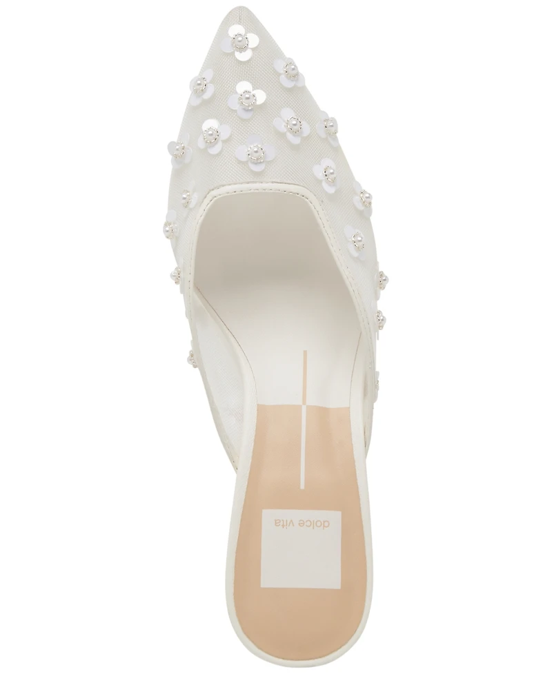 Dolce Vita Women's Clara Embellished Mesh Pointed-Toe Heeled Mules