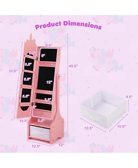 Costway Kids Vanity Set Princess Makeup Dressing Table & Chair Set with Kids Jewelry Armoire