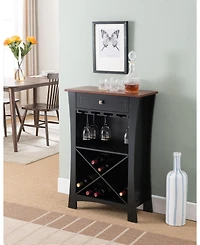 Kings Brand Furniture Hiland Bar Cabinet Wine Storage With Glass Holders & Drawer