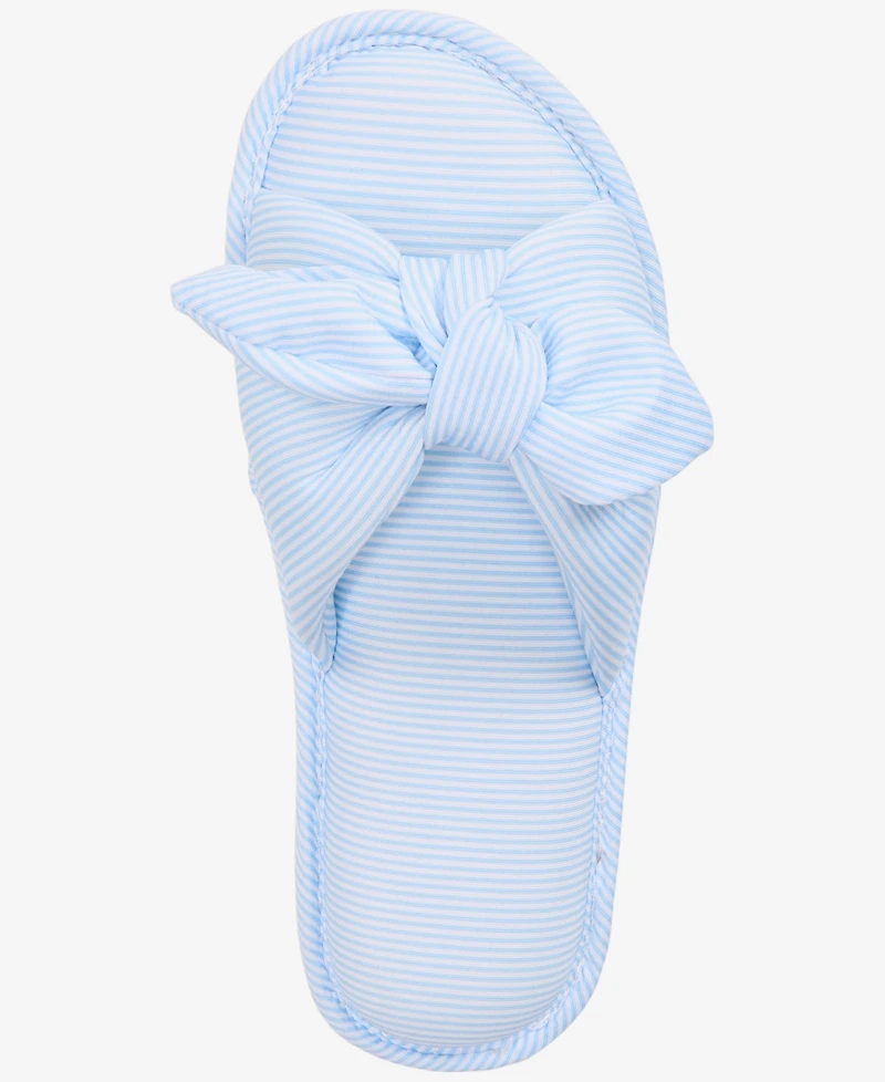 Charter Club Women's Striped Bow Slide Slippers, Exclusively at Macy's